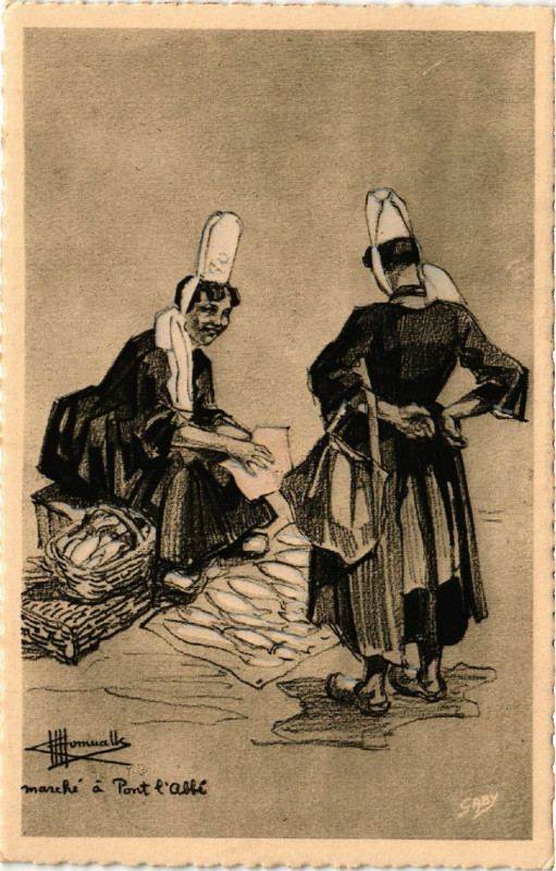 Carte postale ancienne Types et Costumes de France - Pont-l'Abbé - Finistere - Folklore