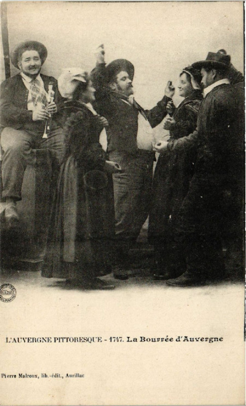 Carte postale ancienne Auvergne - La Bourrée d'Auvergne - Folklore - Types