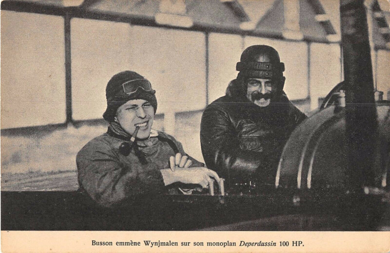Carte postale ancienne Aviation Busson Emmene Wynjmalen Sur Son Monoplan Deperdussin