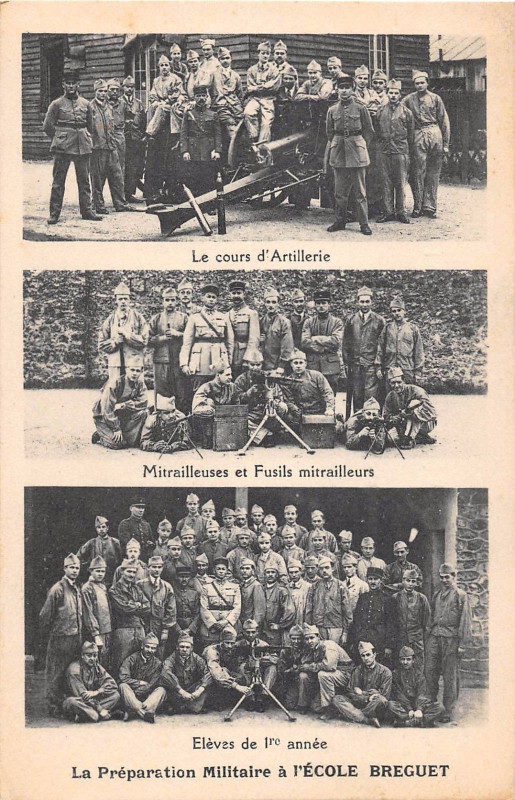 Carte postale ancienne La Préparation Militaire à l'Ecole Bréguet à Paris 15e