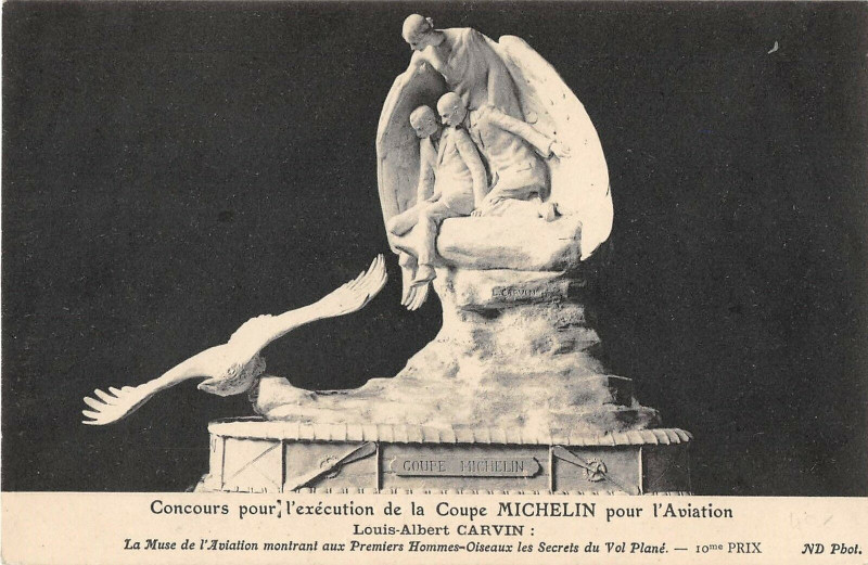 Carte postale ancienne Aviation Concours Execution Coupe Michelin Louis Albert Carvin