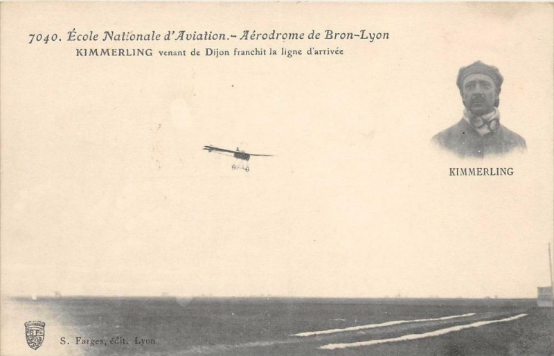 Carte postale ancienne Aviation Ecole Nationale D´AVIATION Aerodrome De Bron Lyon Kimmerling Venant