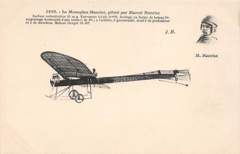 Carte postale ancienne Aviation Le Monoplan Henriot Pilote Par Hanriot