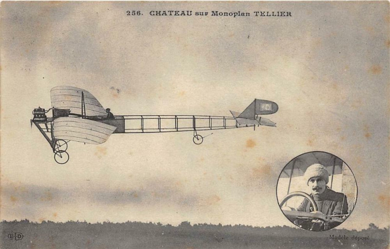 Carte postale ancienne Aviation Chateau Sur Monoplan Tellier