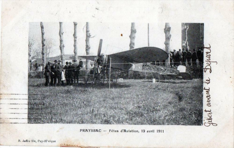 Carte postale ancienne 46 Prayssac Fetes D'Aviation 12 Avril 1911 (Avion Beau Cliche