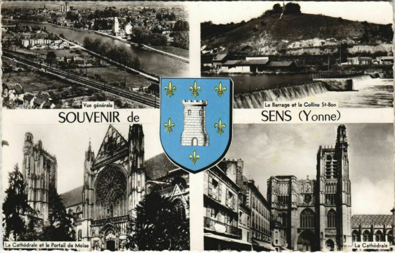 Carte postale ancienne Sens Souvenir France à Sens