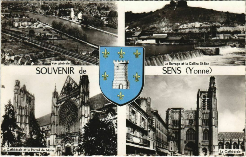 Carte postale ancienne Sens Souvenir France à Sens