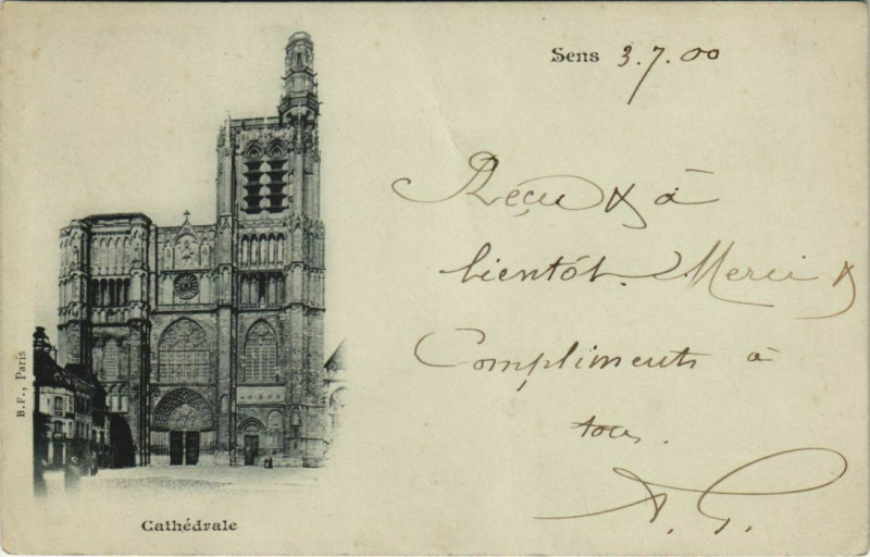 Carte postale ancienne Sens La Cathedrale France à Sens