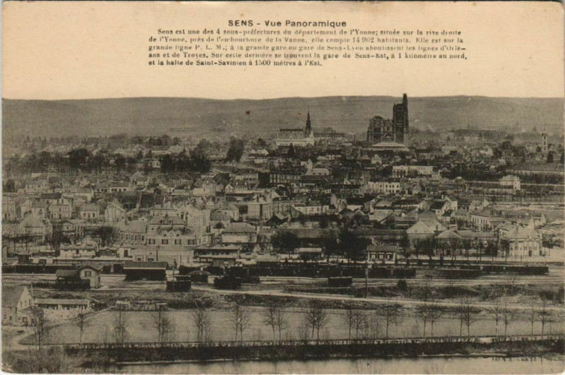 Carte postale ancienne Sens Vue panoramique France à Sens