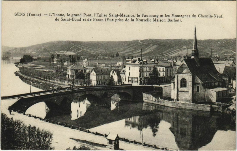 Carte postale ancienne Sens L'Yonne, le Grand Pont France à Sens