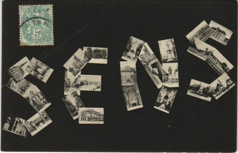 Carte postale ancienne Sens Souvenir France à Sens