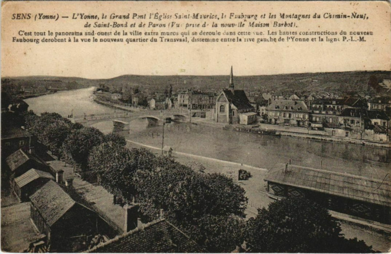 Carte postale ancienne Sens L'Yonne, le Grand Pont France à Sens