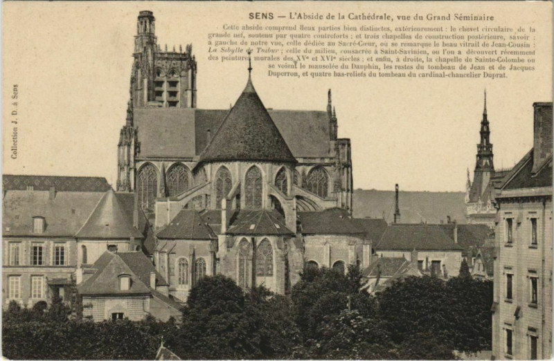Carte postale ancienne Sens L'Abside de la Cathedrale France à Sens