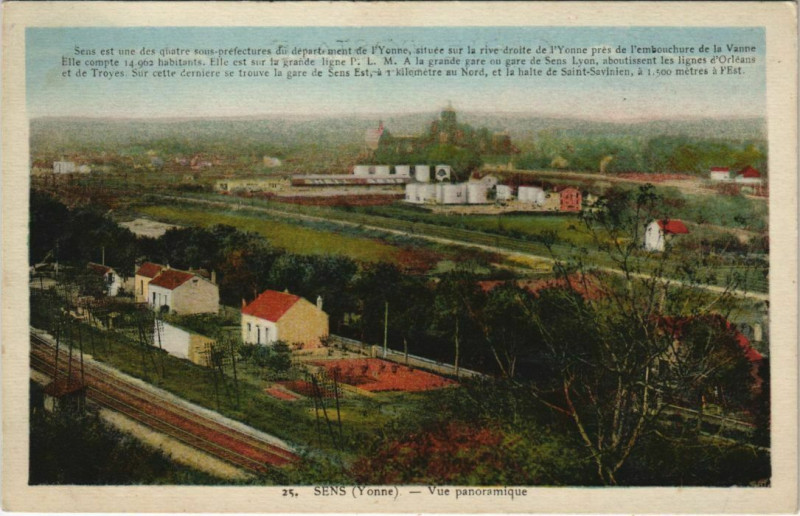 Carte postale ancienne Sens Vue panoramique France à Sens