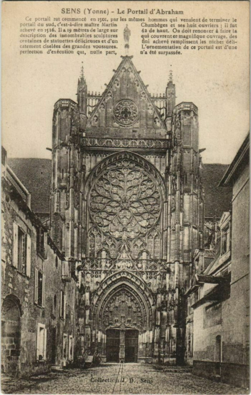 Carte postale ancienne Sens Le Portail d'Abraham France à Sens