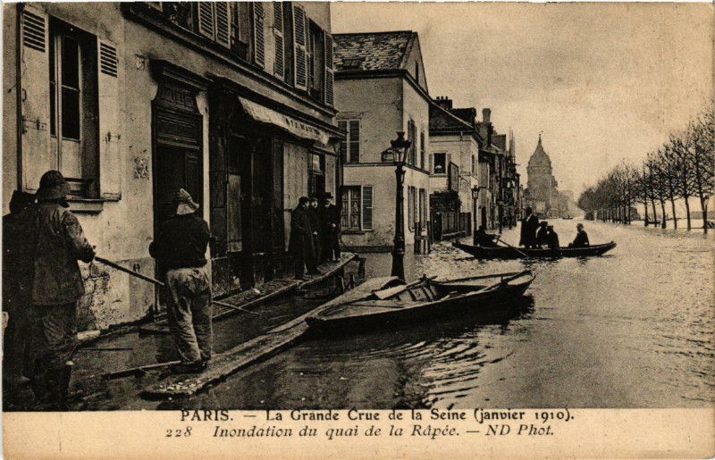 Carte postale ancienne Paris 12e Inondation du Quai de la Rapée à Paris 12e