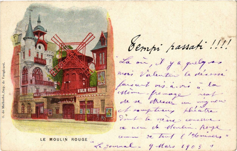 Carte postale ancienne Le Moulin Rouge à Paris 9e