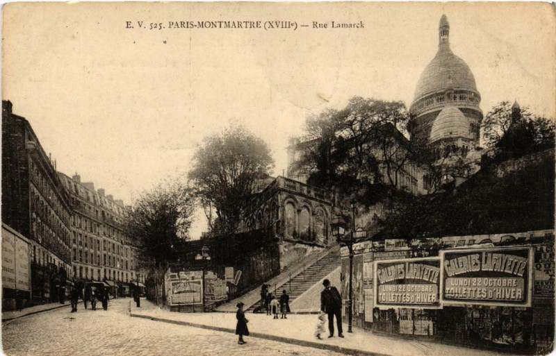Carte postale ancienne Montmartre - Rue Lamarck à Paris 18e