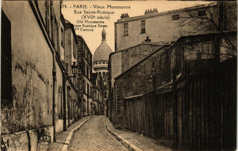 Carte postale ancienne Vieux Montmartre - Rue Sainte-Rustique (XVIIe siècle) à Paris 18e