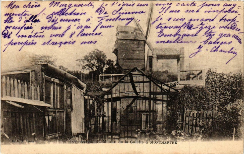 Carte postale ancienne Autour du Moulin de la Galette à Montmartre à Paris 18e
