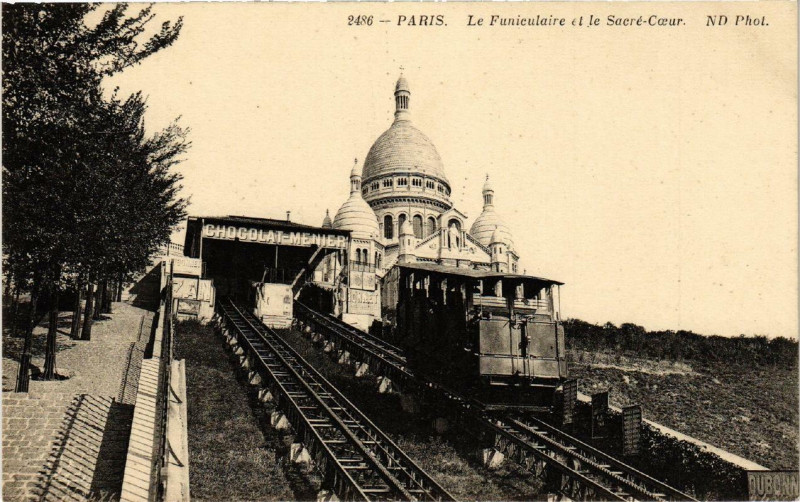 Carte postale ancienne Le Funiculaire et le Sacré-Coeur à Paris 18e