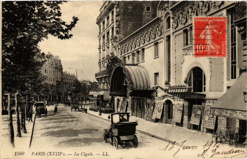 Carte postale ancienne La Cigale à Paris 18e
