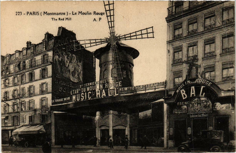 Carte postale ancienne Montmartre - Le Moulin Rouge à Paris 18e
