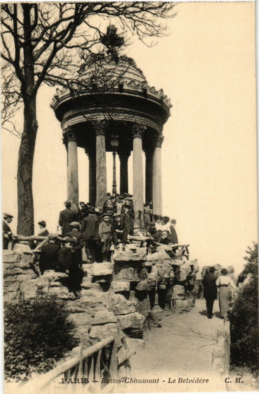 Carte postale ancienne Buttes Chaumont - Le Belvédère à Paris 19e