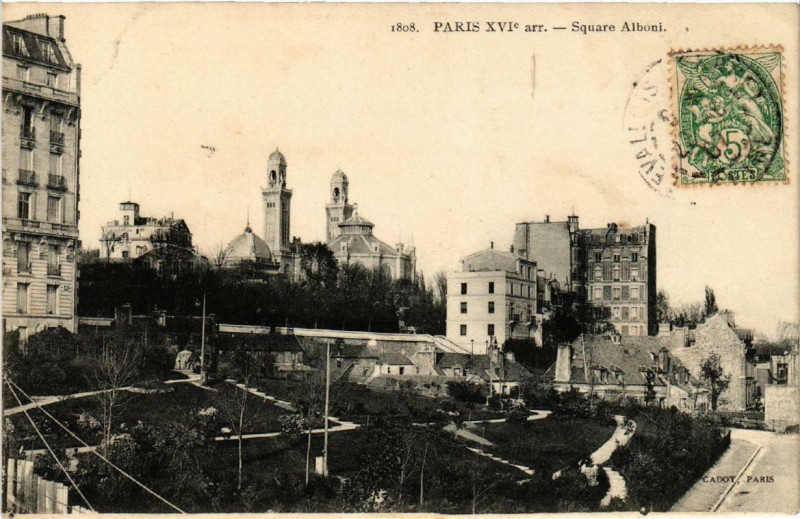 Carte postale ancienne Square Alboni à Paris 16e