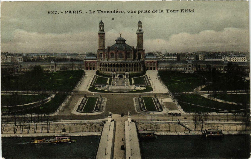 Carte postale ancienne Le Trocadéro, vue prise de la Tour Eiffel à Paris 7e