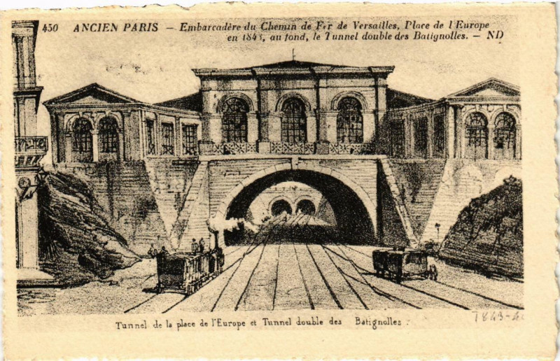 Carte postale ancienne Embarcadère du Chemin de Fer de Versailles - Place de l'Europe - Tunnel double des Batignolles à Paris 8e