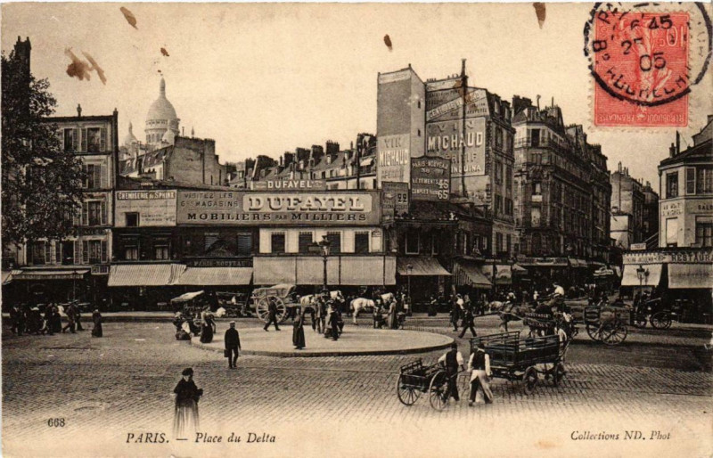 Carte postale ancienne Place du Delta à Paris 9e