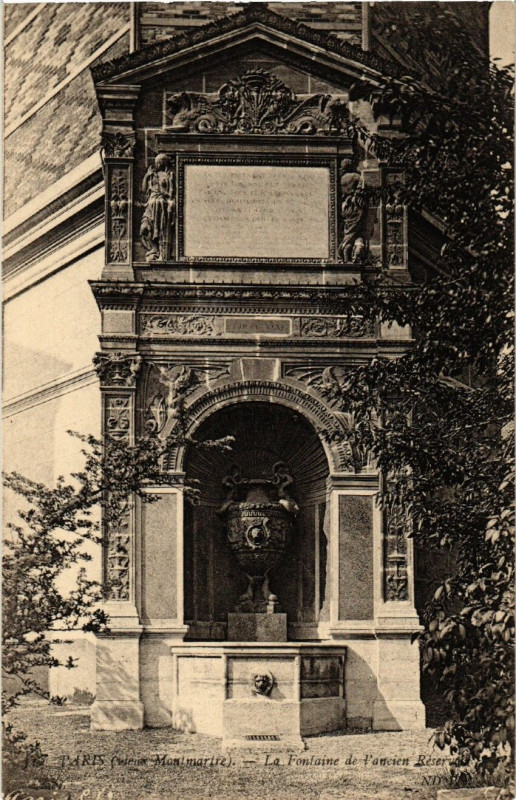 Carte postale ancienne Vieux Montmartre - La Fontaine de l'ancien Réservoir à Paris 18e