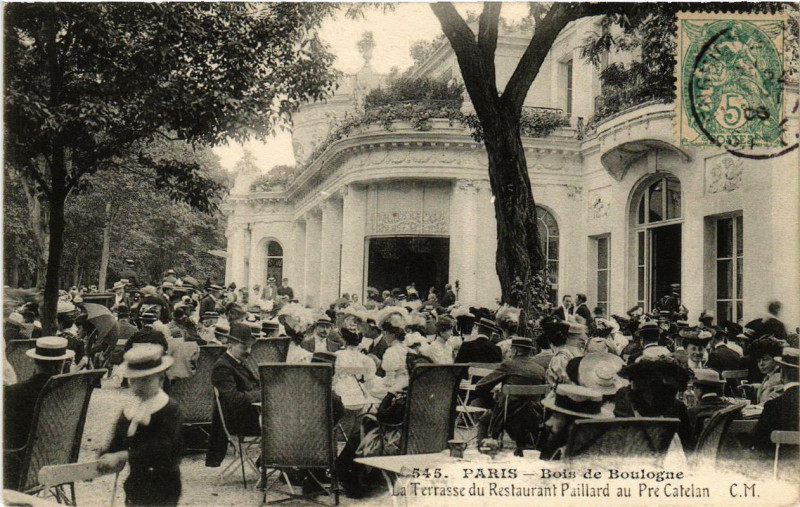 Carte postale ancienne Bois de Boulogne - La Terrasse du Restaurant Paillard au Pré Catelan à Paris 16e