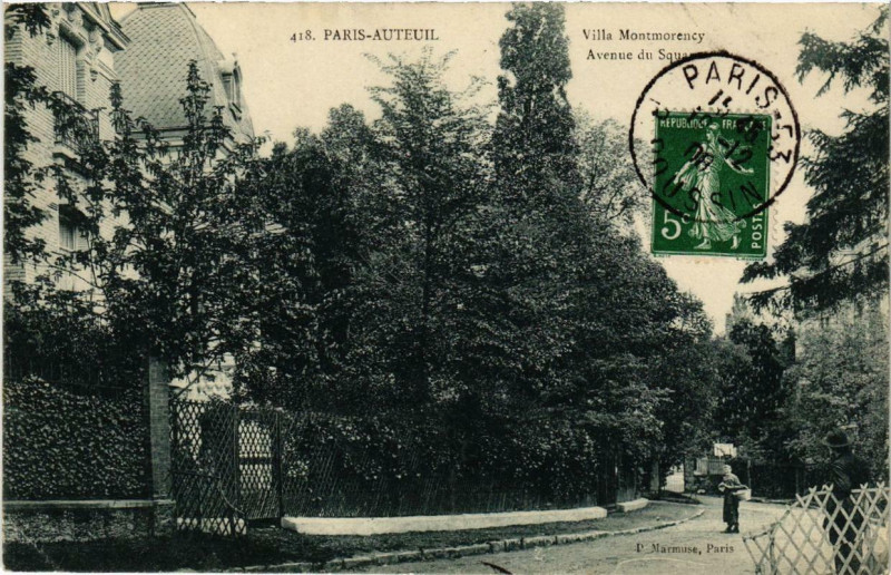 Carte postale ancienne Auteuil - Villa Montmorency - Avenue du Square. à Paris 16e