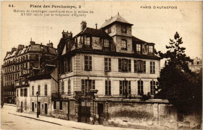 Carte postale ancienne Place des Perchamps - Maison de campagne à Paris 16e