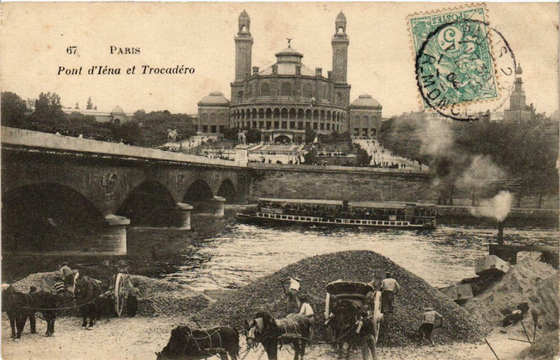 Carte postale ancienne Pont d'Iéna et Trocadéro à Paris 7e