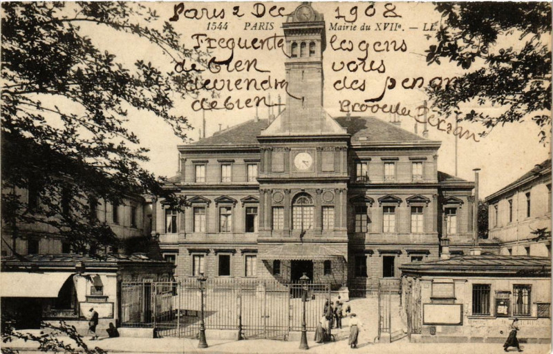 Carte postale ancienne Mairie du XVIIe à Paris 17e