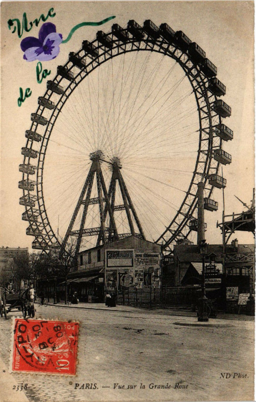 Carte postale ancienne Vue sur la Grande Roue à Paris 15e