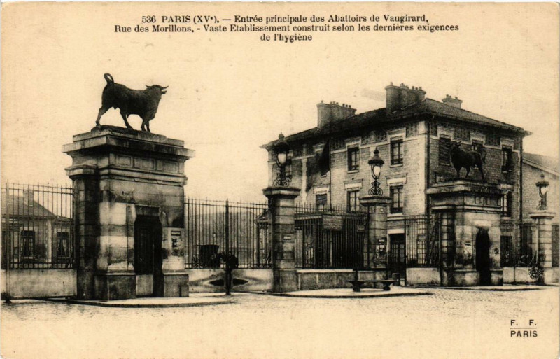Carte postale ancienne Entrée principale des Abattoirs de Vaugirard - Rue des Morillons à Paris 15e