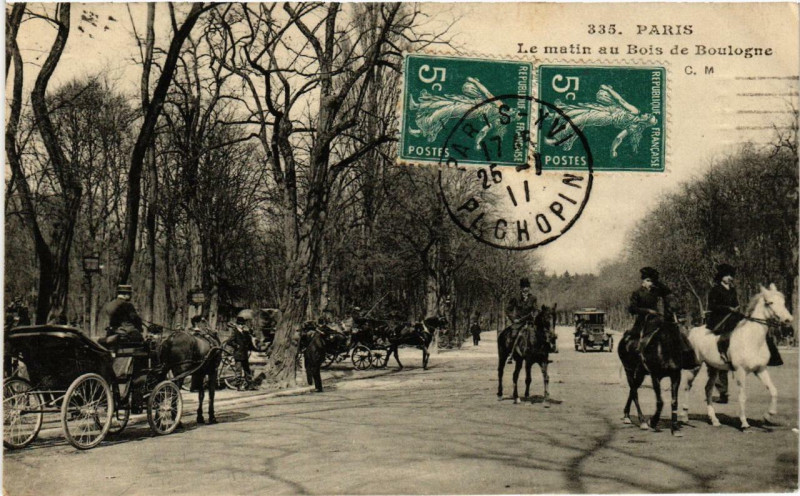 Carte postale ancienne Le Matin au Bois de Boulogne à Paris 16e