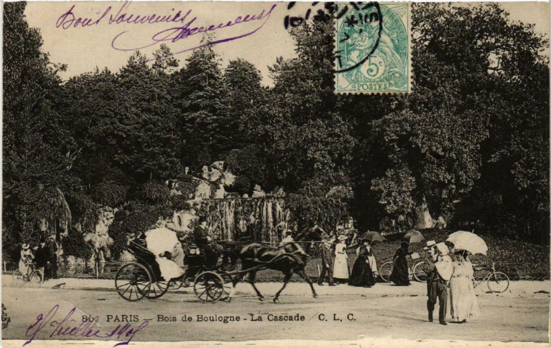 Carte postale ancienne Bois de Boulogne - La Cascade à Paris 16e