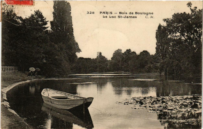 Carte postale ancienne Bois de Boulogne - Le Lac Saint-James à Neuilly-sur-Seine