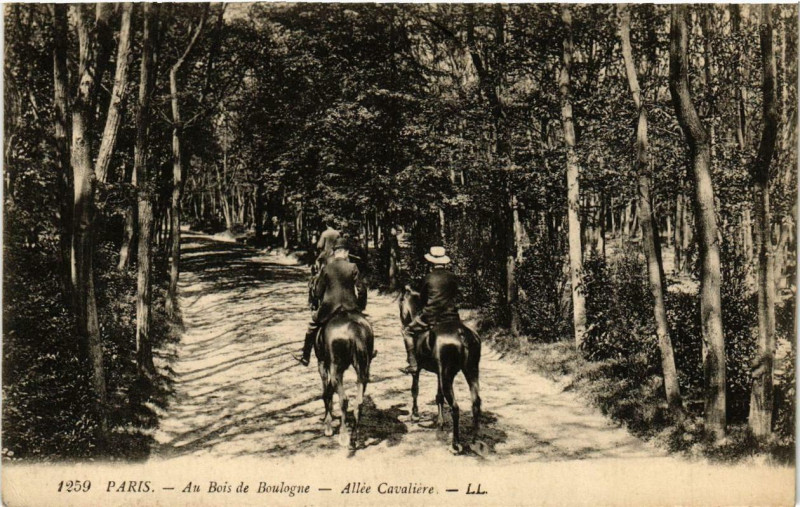 Carte postale ancienne Au Bois de Boulogne - Allée Cavalière à Paris 16e