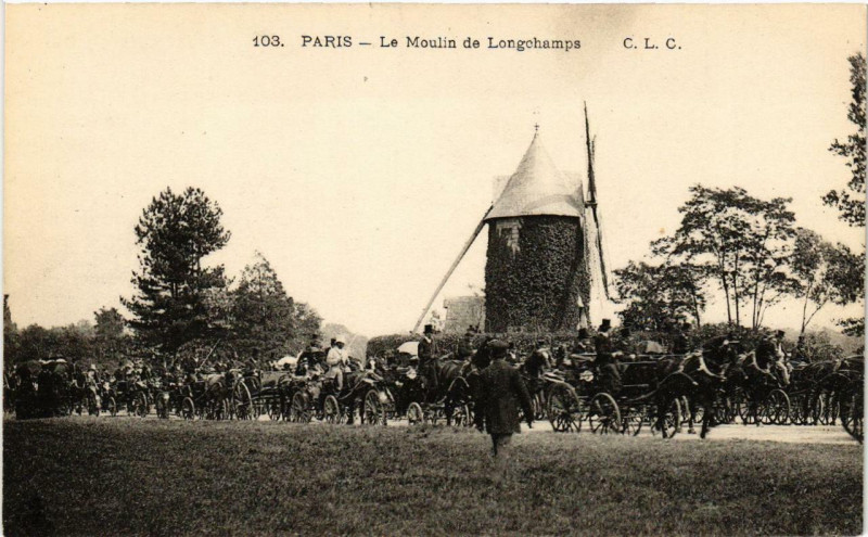 Carte postale ancienne Le Moulin de Longchamps à Paris 16e