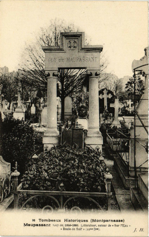 Carte postale ancienne Cimetière du Montparnasse - Guy de Maupassant à Paris 14e