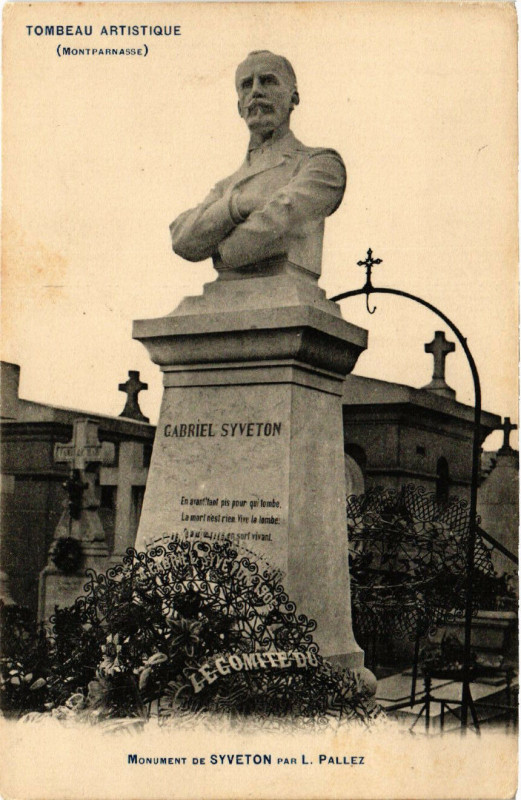 Carte postale ancienne Cimetière du Montparnasse - Monument de Syveton à Paris 14e