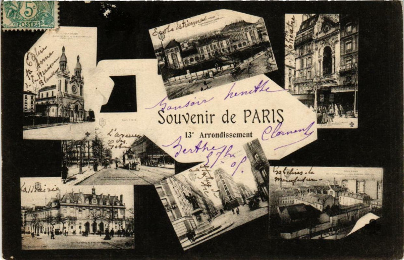 Carte postale ancienne Souvenir de Paris - 13e Arrondissement à Paris 13e
