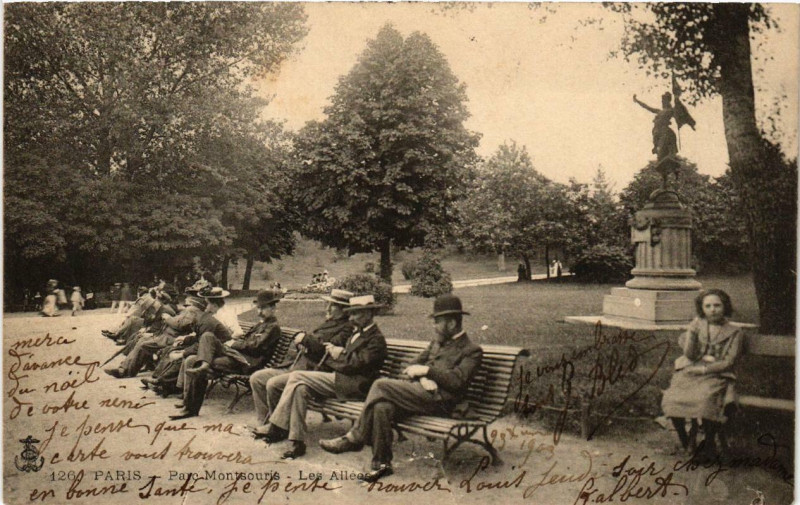 Carte postale ancienne Parc Montsouris - Les Allées à Paris 14e