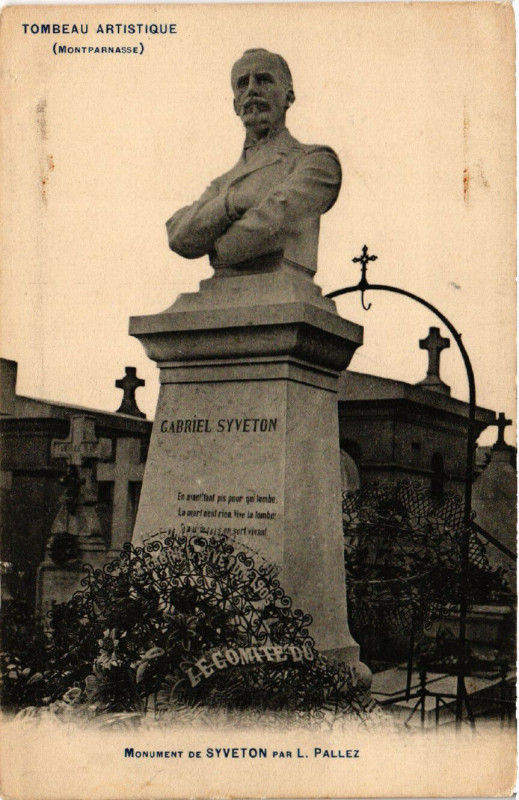 Carte postale ancienne Cimetière du Montparnasse - Monument de Syveton à Paris 14e